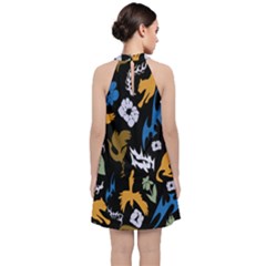 Velvet Halter Neckline Dress  