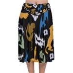 Pattern Design Seamless Texture Velvet Flared Midi Skirt