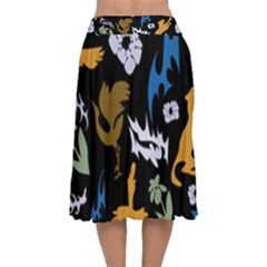 Velvet Flared Midi Skirt 