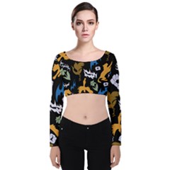 Velvet Long Sleeve Crop Top 