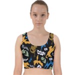 Pattern Design Seamless Texture Velvet Racer Back Crop Top