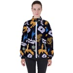 Pattern Design Seamless Texture Women s High Neck Windbreaker