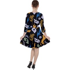 Quarter Sleeve Ruffle Waist Dress 