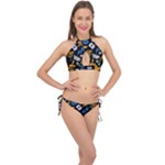 Pattern Design Seamless Texture Cross Front Halter Bikini Set