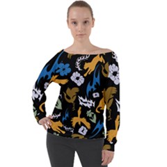 Off Shoulder Long Sleeve Velour Top 