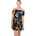 Pattern Design Seamless Texture Off Shoulder Chiffon Dress