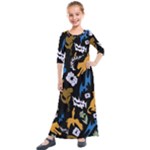 Pattern Design Seamless Texture Kids  Quarter Sleeve Maxi Dress