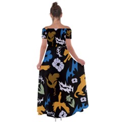 Off Shoulder Open Front Chiffon Dress 