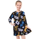 Pattern Design Seamless Texture Kids  Quarter Sleeve Shirt Dress
