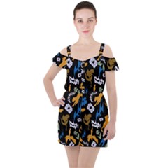 Ruffle Cut Out Chiffon Playsuit 