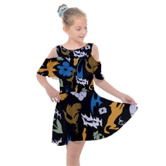 Kids  Shoulder Cutout Chiffon Dress 