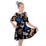 Pattern Design Seamless Texture Kids  Shoulder Cutout Chiffon Dress