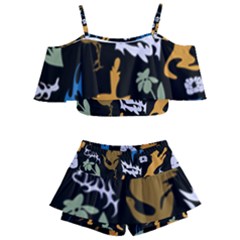 Kids  Off Shoulder Skirt Bikini 