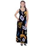 Pattern Design Seamless Texture Sleeveless Velour Maxi Dress