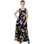 Pattern Design Seamless Texture Empire Waist Velour Maxi Dress