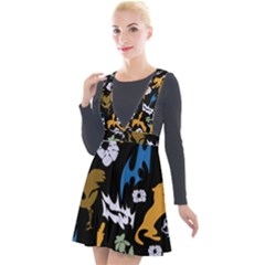 Plunge Pinafore Velour Dress 