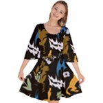 Pattern Design Seamless Texture Velour Kimono Dress