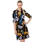 Pattern Design Seamless Texture Long Sleeve Mini Shirt Dress