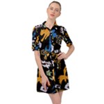Pattern Design Seamless Texture Belted Shirt Dress