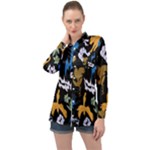 Pattern Design Seamless Texture Long Sleeve Satin Shirt