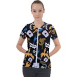 Pattern Design Seamless Texture Short Sleeve Zip Up Jacket