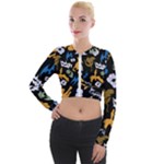 Pattern Design Seamless Texture Long Sleeve Cropped Velvet Jacket