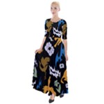 Pattern Design Seamless Texture Half Sleeves Maxi Dress