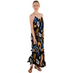 Pattern Design Seamless Texture Cami Maxi Ruffle Chiffon Dress