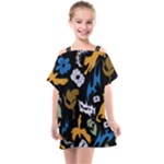Pattern Design Seamless Texture Kids  One Piece Chiffon Dress