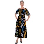Pattern Design Seamless Texture Shoulder Straps Boho Maxi Dress 