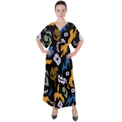 V-Neck Boho Style Maxi Dress 