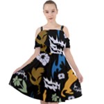 Pattern Design Seamless Texture Cut Out Shoulders Dress