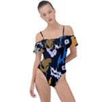 Pattern Design Seamless Texture Frill Detail One Piece Swimsuit
