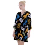 Pattern Design Seamless Texture Open Neck Shift Dress