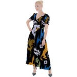 Pattern Design Seamless Texture Button Up Short Sleeve Maxi Dress