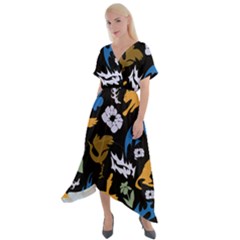 Cross Front Sharkbite Hem Maxi Dress 