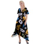 Pattern Design Seamless Texture Cross Front Sharkbite Hem Maxi Dress