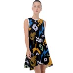 Pattern Design Seamless Texture Frill Swing Dress
