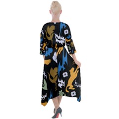 Quarter Sleeve Wrap Front Maxi Dress 