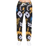 Pattern Design Seamless Texture Women Velvet Drawstring Pants