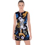 Pattern Design Seamless Texture Lace Up Front Bodycon Dress