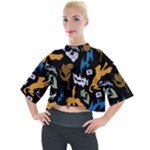 Pattern Design Seamless Texture Mock Neck T-Shirt