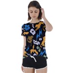 Pattern Design Seamless Texture Short Sleeve Open Back T-Shirt