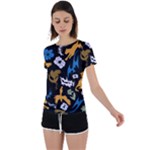 Pattern Design Seamless Texture Back Circle Cutout Sports T-Shirt
