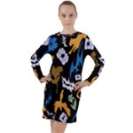 Pattern Design Seamless Texture Long Sleeve Hoodie Dress