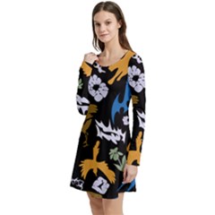 Long Sleeve Velour Skater Dress 