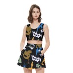 Pattern Design Seamless Texture Women s Crop Top Pleated Skater Rave Skirt