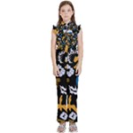 Pattern Design Seamless Texture Kids  Sleeveless Ruffle Edge Band Collar Chiffon One Piece