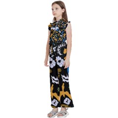 Kids  Sleeveless Ruffle Edge Band Collar Chiffon One Piece 
