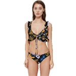 Pattern Design Seamless Texture Low Cut Ruffle Edge Bikini Set